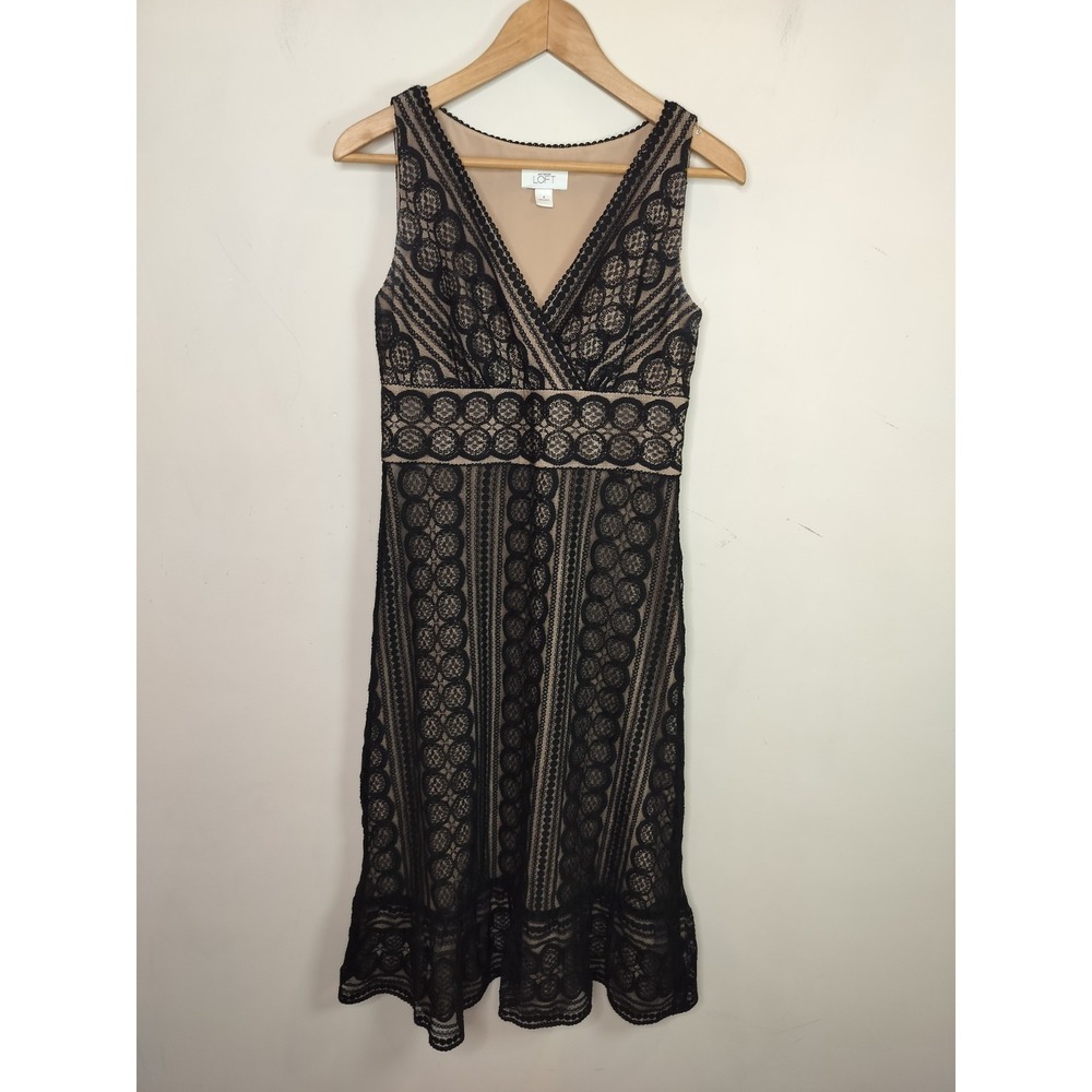 Ann Taylor LOFT Black Lace Overlay Dress